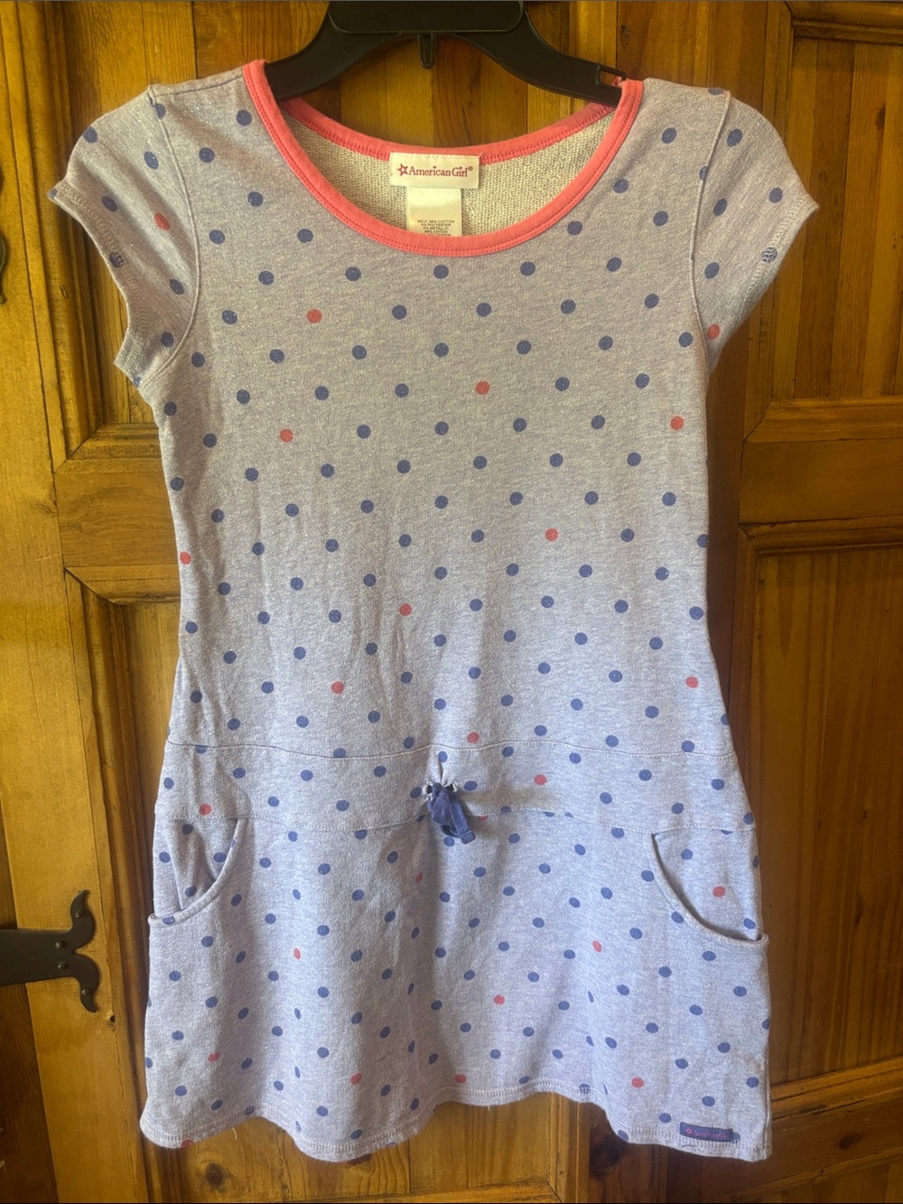 American Girl Lavender Polka Dot Dress with Pink Trim